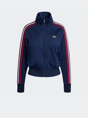 adidas Navy Bomber Track Jacket with Red & White Stripes